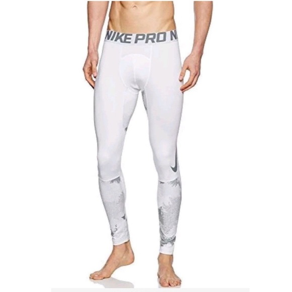 Nike Pro Hyperwarm Tights AOP White Grey Tree M - Picture 2 of 8